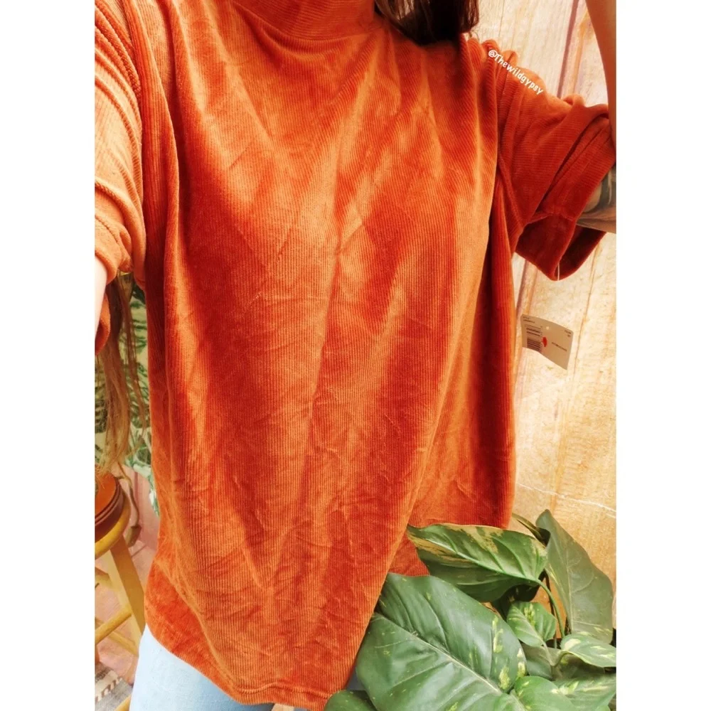 NEW Vintage pumpkin plush corduroy oversized tee π - Picture 1 of 4